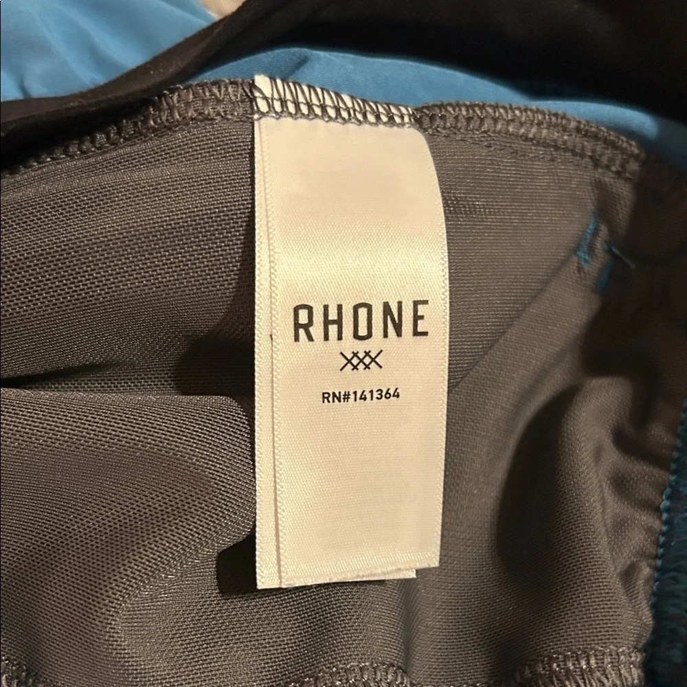 RHONE Men’s Blue Athletic Shorts with Black Waistband Size S